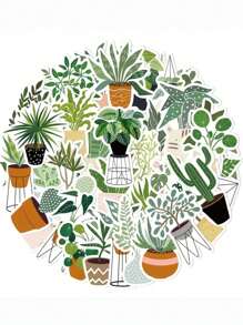 44入組植物&咖啡主題貼紙,適用於咖啡禮物、咖啡派對禮品、咖啡杯、摩托車、行李箱、手提電腦、滑板、水瓶、兒童頭盔裝飾 - 綠色 - 查看 7