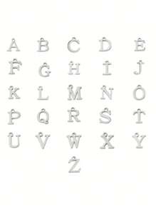 1個不鏽鋼首字母項鍊diy字母吊墜項鍊,名字定制禮物a-z,女性專用 - 銀色 - 查看 4