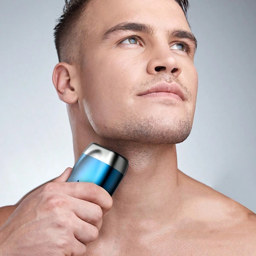 New Arrival Double-Headed Magnetic Suction Mini Portable Electric Shaver For Men, Rechargeable And Cordless - Blue - View 1