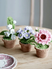 1 件人造迷你針織 Diy 盆栽,手工裝飾材料包,適合室內家居裝飾、辦公室餐桌浴室綠色裝飾、戶外園藝裝飾 - 鈴蘭 - 查看 9