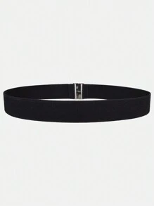 1 pieza Cinturón elástico y ajustable en color negro vintage de 1.2 pulgadas con hebilla dorada o plateada para mujeres de talla grande, para vestidos casuales, jeans y pantalones