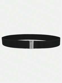 1 pieza Cinturón elástico y ajustable en color negro vintage de 1.2 pulgadas con hebilla dorada o plateada para mujeres de talla grande, para vestidos casuales, jeans y pantalones