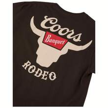 Rodeo Horns Logo Brown Front And Back Print T-Shirt - 棕色 - 查看 4