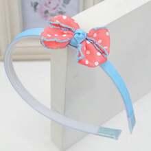 兒童格子蝴蝶結髮箍,新款布料髮箍,配件,適用於兒童韓式格子蝴蝶頭箍,適用於日常使用 - 藍色 - 查看 1