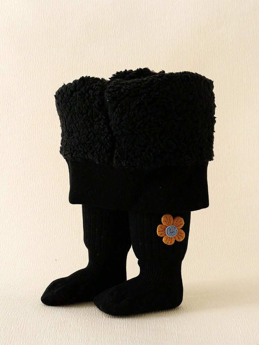 1 件简单温暖的婴儿保暖紧身裤 - 黑色 - 查看 1