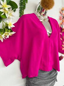 Women Tops - 玫紅色 - 查看 3