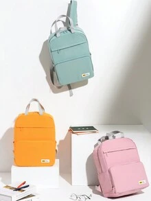 女士學生粉色背包,輕便大容量防水可摺疊背包,適用於旅行、迎新、日帶、戶外、假日、運動等多種場合 - 粉色 - 查看 9