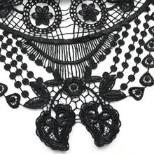 適合cosplay和日常服飾配飾的黑色蕾絲和羽毛領項鍊 - 黑色 - 查看 7