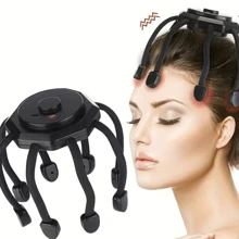 多爪電動揉頭按摩器,為您提供放鬆、幫助睡眠的舒適體驗,適用于頭部、頭皮和揉捏 - 黑色 - 查看 1