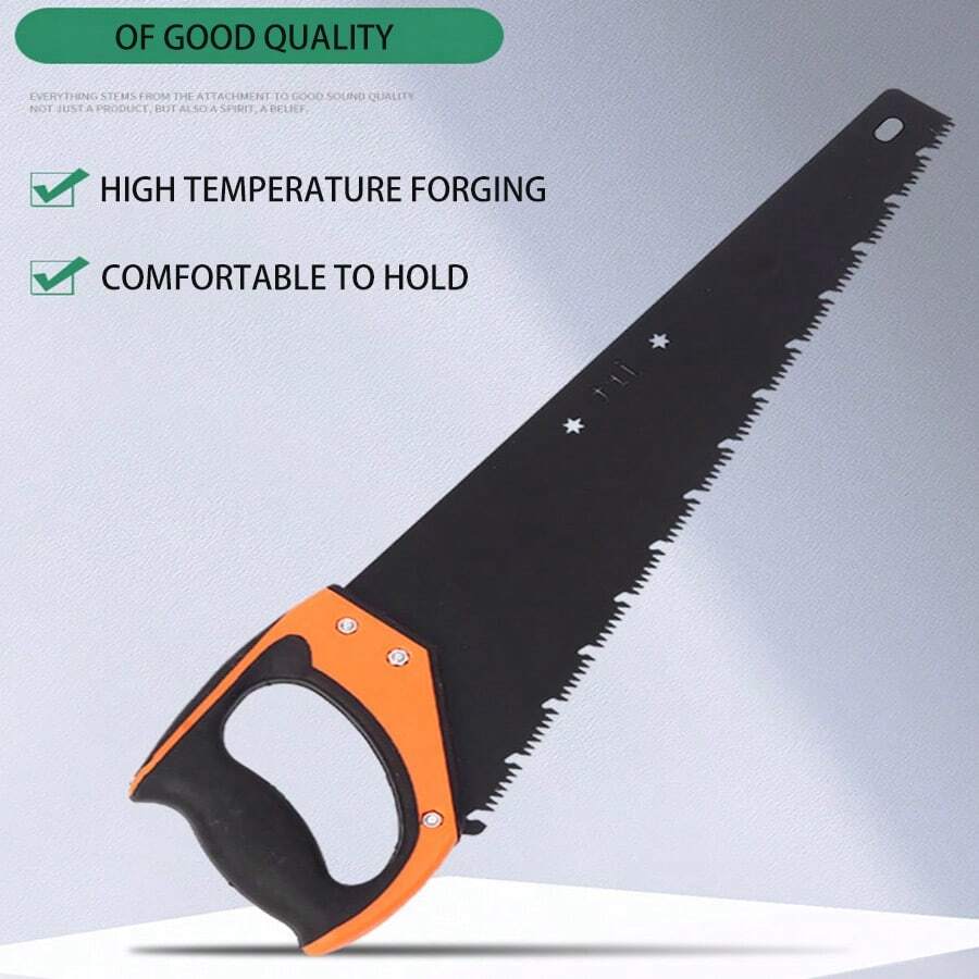 1pc Hand Saw For Cutting Wood, Rapid Tool For Outdoor And Garden Woodworking Use - Black - View 1