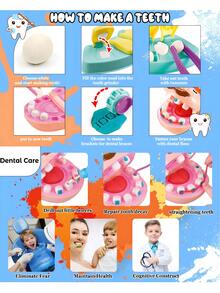 1 套彩色牙醫套件工具、醫生套件 Drill 'n Fill 藝術和工藝品 Diy 玩具套裝,適合 3 歲及以上兒童玩具禮物,帶模具、模型,5 種顏色 - 彩色 - 查看 6