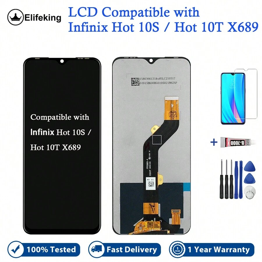 Smartphone Screen For Itel Hot 10s/Hot 10t X689 Lcd Display Touch Screen Replacement 6.82'' - black without frame - View 1