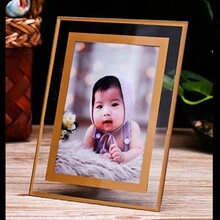 1 Pieza Portarretrato De Vidrio Cristalino Con Soporte, Marco Simple Para Fotos, Pinturas Y Retratos - Dorado - Ver 6