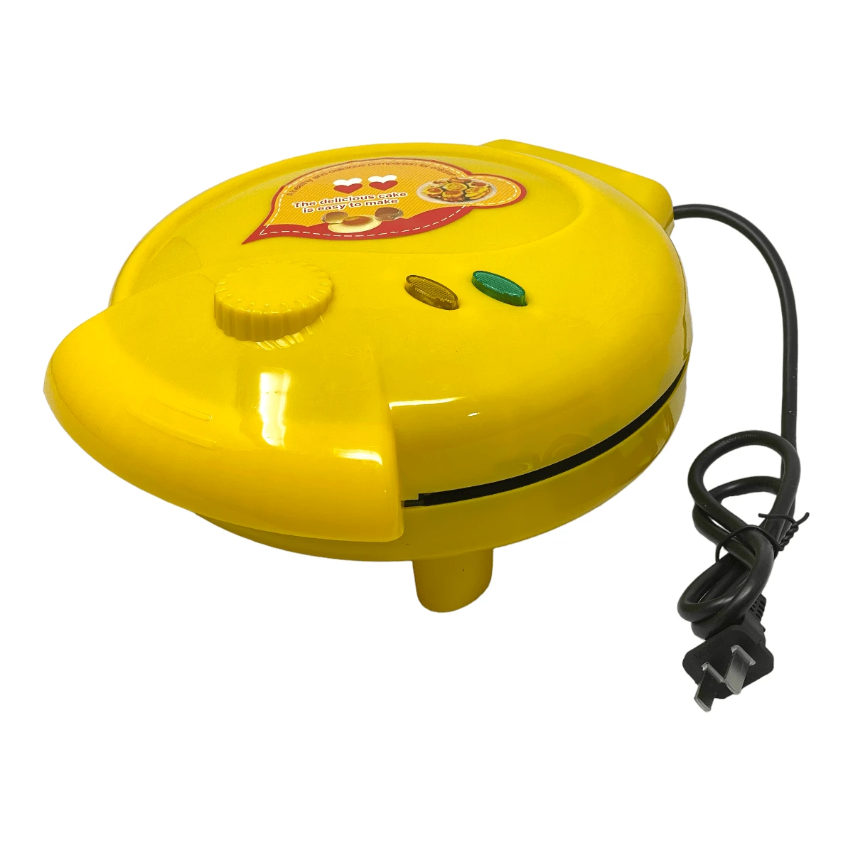 Mini Maquina de Preparar mini Cake Hot Cake de dibujos animados maquina de hornear pan Enchufe de Pared - Amarillo Mostaza - Ver 1