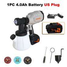 Horn電動噴槍無線手持噴漆機,1200ml自動傢俱鋼鍍漆,適用於makita 18-21v電池4.0ah,美國標準插頭 - 黑色 - 查看 8