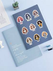 63pcs Waterproof Stickers With Long Hair Girls Design, Perfect For Decorating Diary, Notebook, Textbook, Mobile Phone Case, Luggage, Water Bottle, Etc.,School Supplies,Back To School