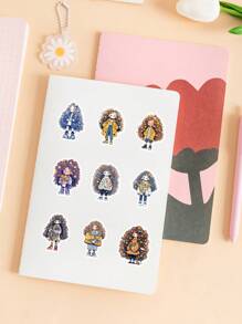 63pcs Waterproof Stickers With Long Hair Girls Design, Perfect For Decorating Diary, Notebook, Textbook, Mobile Phone Case, Luggage, Water Bottle, Etc.,School Supplies,Back To School