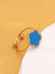 1pc Minimalist Personalized Jewelry Stainless Steel 18k Gold Plated Clover Decorated Open Ring Valentines,Mom,Mother,Mother's Day,Gift - Five Leaf Clover Ring - View 8