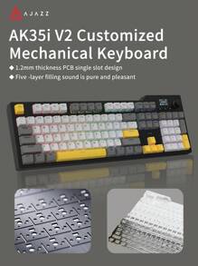 阿爵士 Ak35i V2 Max 搭配 Tft 彩色螢幕 Oem 標誌有線 Usb Rgb 2.4g 無線遊戲機械開關熱插拔鍵盤 - 灰色 - 查看 1