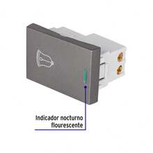 Interruptor timbre acero inox de 1.5 módulos, línea Lisboa - Plateado - Ver 2