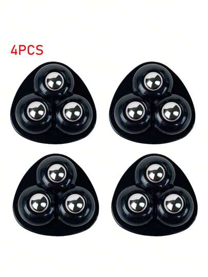 4pcs Self-Adhesive 360° Swivel Casters With Triple Ball Bearings, Silent & Wear-Resistant, Bearing The Weight Of Household Items Without Drilling, Small & Convenient
