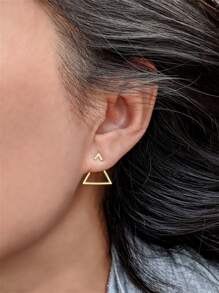 CHOSHILAR 1pair Double-Wearing Golden Small Triangle Earrings