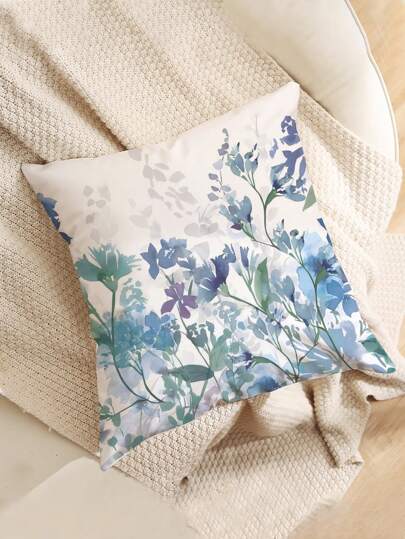 1pc Simple Floral Printed Cushion Cover, Contemporary Pillowcase, Single Print, Sofa Use, Home Decor Throw Pillow Case (Insert Not Included)