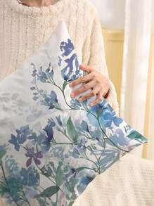 1pc Simple Floral Printed Cushion Cover, Contemporary Pillowcase, Single Print, Sofa Use, Home Decor Throw Pillow Case (Insert Not Included)