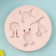 可愛卡通怪物矽膠模具蛋糕配件裝飾膠模diy巧克力烘焙工具 - 淺灰色 - 查看 4