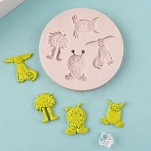 可愛卡通怪物矽膠模具蛋糕配件裝飾膠模diy巧克力烘焙工具 - 淺灰色 - 查看 1