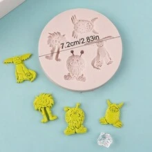 可愛卡通怪物矽膠模具蛋糕配件裝飾膠模diy巧克力烘焙工具 - 淺灰色 - 查看 2