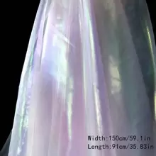 一碼彩色加密激光褶皺綾綢裝飾布,寬150公分 - 白色 - 查看 2