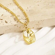 1pc Fashionable Elegant & Luxurious Stainless Steel Hollow Out Flower Pendant Necklace Suitable For Women'S Daily Wear - Flower - View 9