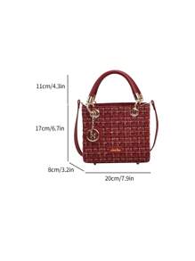 女士手提包精美酒红色圣诞礼品包大容量单肩包，包包女士优雅 - 玫瑰紅 - 查看 11