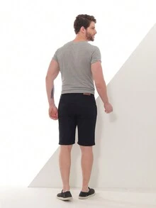 Men Denim Shorts - 黑色 - 查看 2