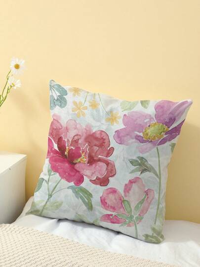 1pc Flower Pattern Printed Cushion Cover, Modern Pillow Case, Single-Sided Print, Sofa Use, Home Decoration Pillow Cover. Pillow Core Not Included.