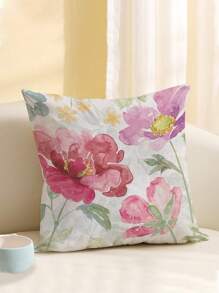 1pc Flower Pattern Printed Cushion Cover, Modern Pillow Case, Single-Sided Print, Sofa Use, Home Decoration Pillow Cover. Pillow Core Not Included.