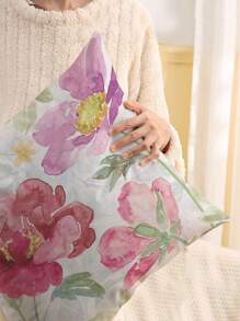 1pc Flower Pattern Printed Cushion Cover, Modern Pillow Case, Single-Sided Print, Sofa Use, Home Decoration Pillow Cover. Pillow Core Not Included.