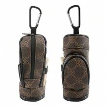 wosofe 1入腰帶式高爾夫球包,便攜式pu皮革高爾夫球袋,多功能配件收納袋,帶有d型夾,可放置3個高爾夫球和3個球打椎,迷你高爾夫球包造型 - 棕色 - 查看 5