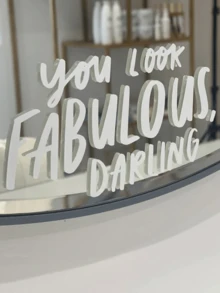 RandySticker 你看起来棒极了，亲爱的贴纸，镜子肯定，沙龙装饰，乙烯基贴纸贴纸，镜子贴纸 - 白色 - 查看 6