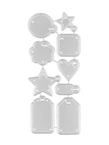 1片幾何氣球形狀金屬切割模具,diy剪貼簿用模板,裝飾凸版卡紙diy - 銀色 - 查看 4