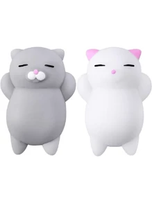 創意卡通硅膠可愛小貓捏壓減壓彈回玩具 - 彩色 - 查看 1