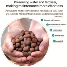 3.53盎司盆栽以陶瓷颗粒为基料，配以专用透气铺路石和泥炭，用于养花。回填火山石颗粒，滋养土壤 - 深灰色 - 查看 3