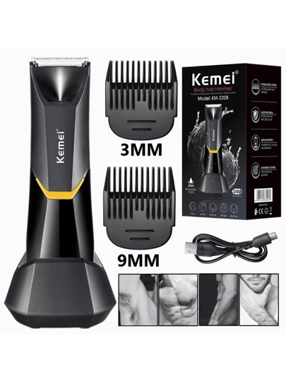 Kemei Hair Trimmer Km-3208 Men's Full Body Shaver Usb Waterproof