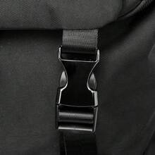 品牌設計黑色校園背包,高中學生旅行背包,大型雙肩帆布袋 - 黑色 - 查看 6