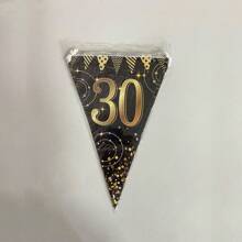 12pcs/Bag Black & Gold Themed 30th Birthday Party Bunting,Christmas