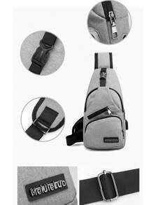 Mochila Pechera Impermeable Bolsa De Pecho Ajustable Con Entrada USB - Azul - Ver 6