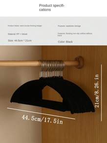 10入組黑色絨面防滑衣架,加厚塑料外衣架,適用於成人衣服晾曬,創意簡約