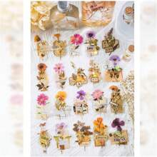 30張 '乾花標本製作' 系列乾花diy拼貼手帳,'祝你有美好的一天' Diy裝飾材料包,適合作為假期禮物 - 黃色 - 查看 4