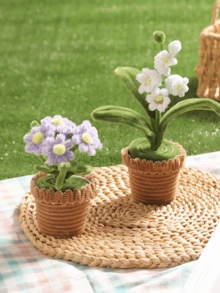 1 件人造迷你針織 Diy 盆栽,手工裝飾材料包,適合室內家居裝飾、辦公室餐桌浴室綠色裝飾、戶外園藝裝飾 - 鈴蘭 - 查看 5